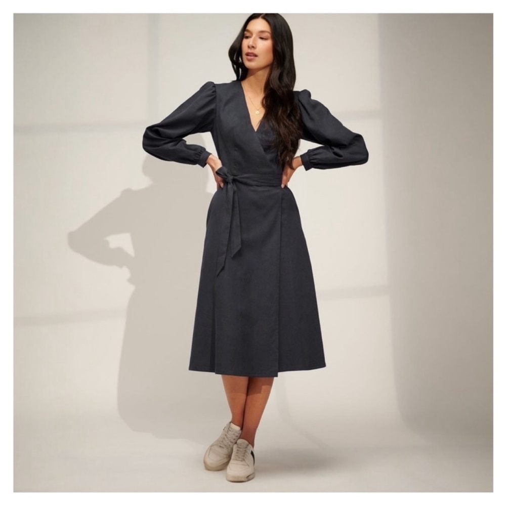 Emma Knudsen Reese Midi Long Sleeve Wrap Dress